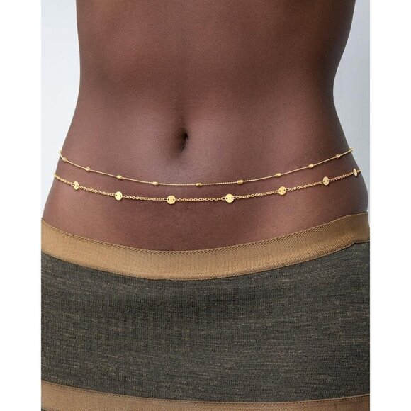 ✨ Chesky Waist Chain Women Gold 14K Plated Layered Belly Waterproof Sexy Chain - Picture 3 of 9